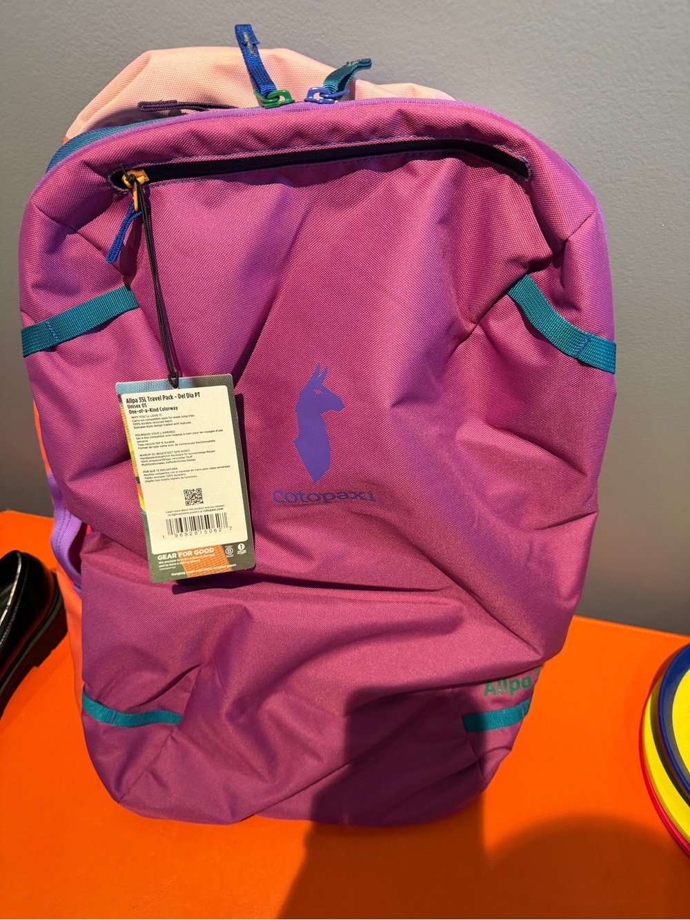 cotopaxi Kids Colorblock Backpack — Orange, Pink, Yellow, Green, Purple
